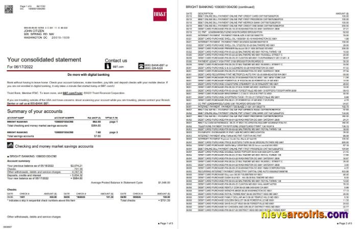 USA Washington BB&T bank 5 PAGES